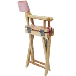 Chaise directeur enfant Little Princesse bois naturel et rose H57cm