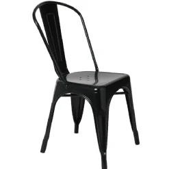 Chaise en métal noire industriel