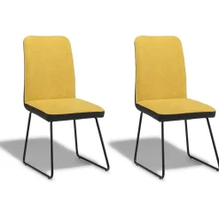 Chaise Higgins noire et moutarde x2