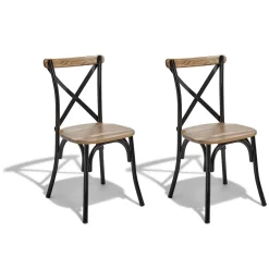 Chaise Juliette noir et bois naturel x 2