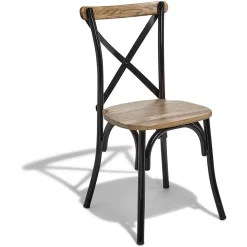 Chaise Juliette noir et bois naturel x 2