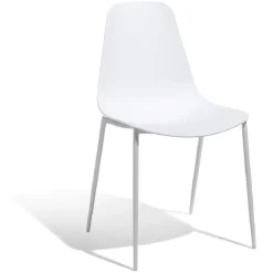 Chaise Lenny en polypropylène et métal blanc