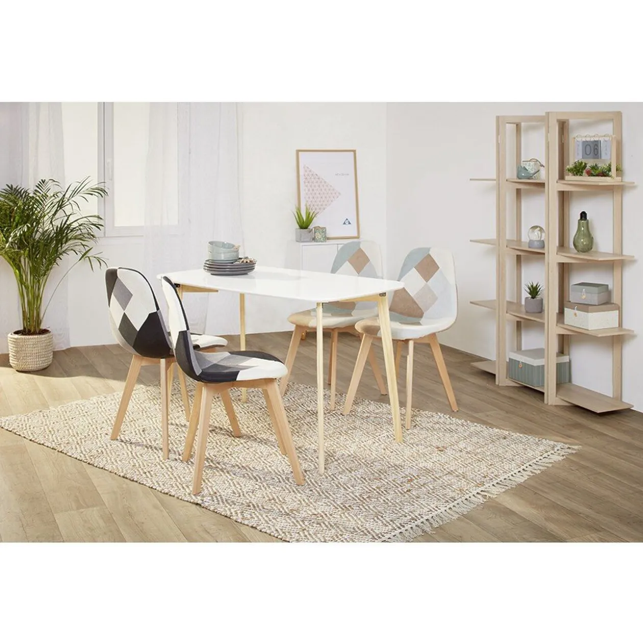 Chaise patchwork beige et blanche x 2