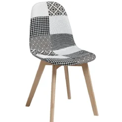 Chaise scandinave Chloé tissu noir et blanc x2