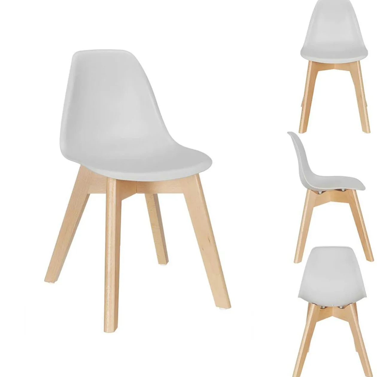 Chaise scandinave coque grise pour enfant H55,5cm