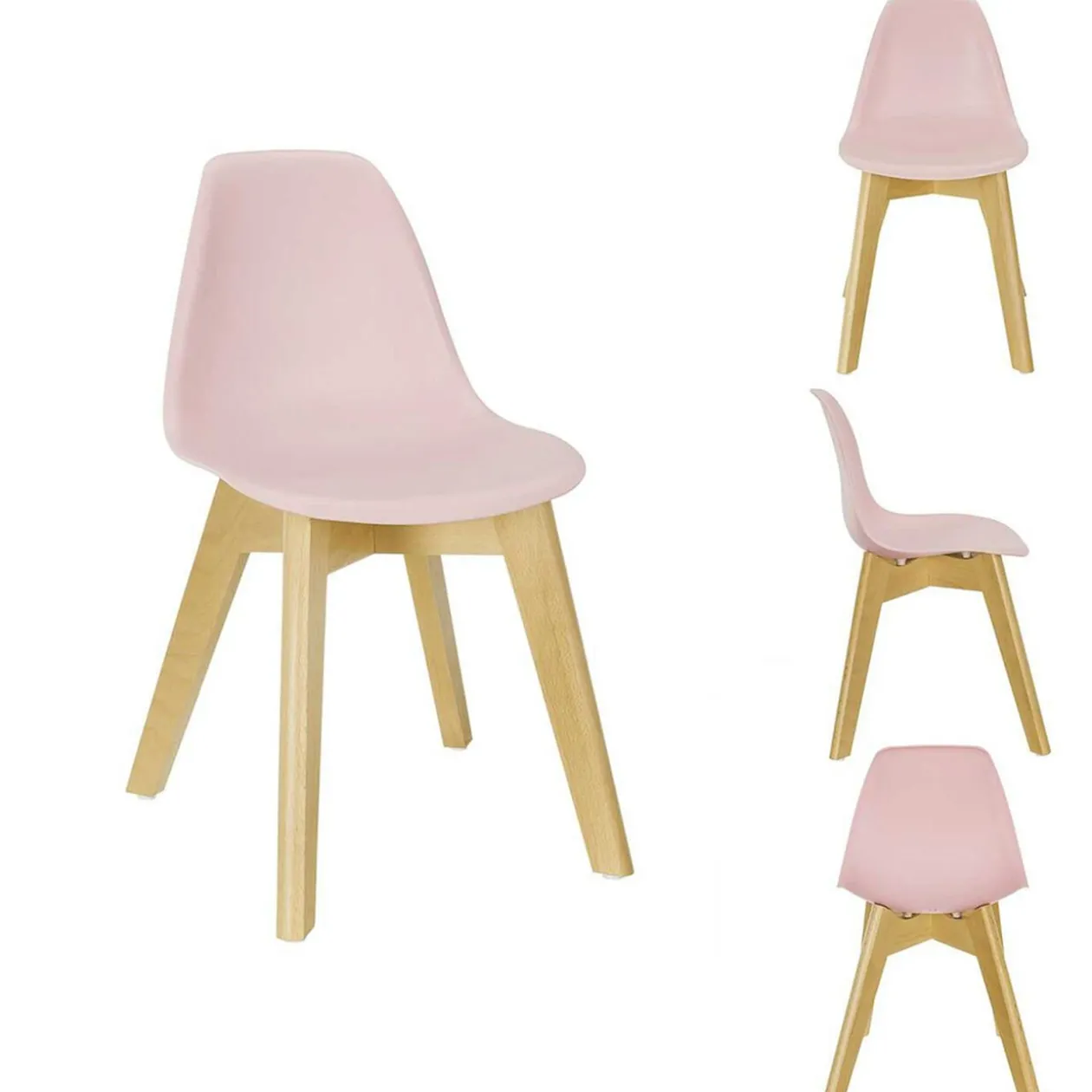 Chaise scandinave coque rose pour enfant H55,5cm