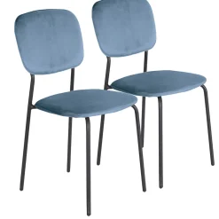 Chaise velours Morgane bleu 49x45xH86cm x2