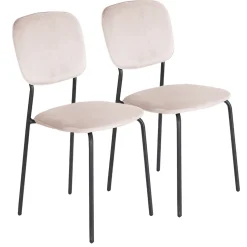 Chaise velours Morgane rose 49x45xH86cm x2