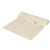 Chemin de table blanc motifs étoiles et flocons dorés 3m