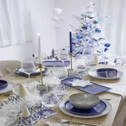 Chemin de table bleu et doré 28xL300cm