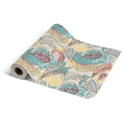 Chemin de table design feuille polyester et coton 400x28cm