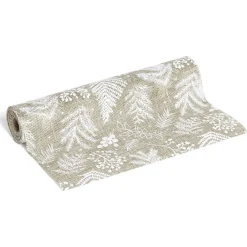 Chemin de table effet jute imprimé branche sapin 4m