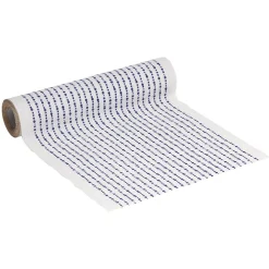 Chemin de table effet Lin motif perle bleu