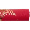 Chemin de table en tissu rouge motif flocon doré