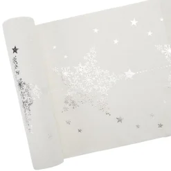 Chemin de table en tissu imprimé argenté