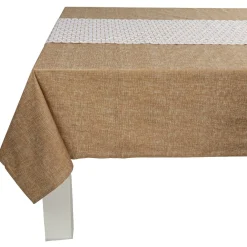 Chemin de table motif géométrique doré et blanc