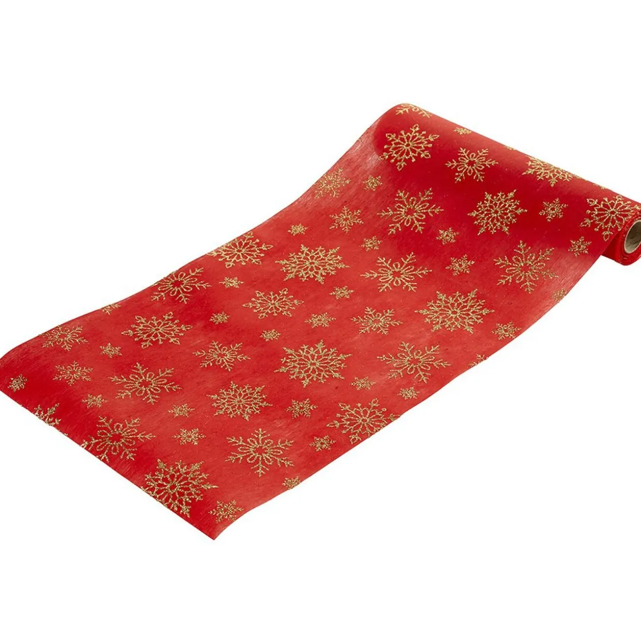 Chemin de table Rouge Flocons dorés
