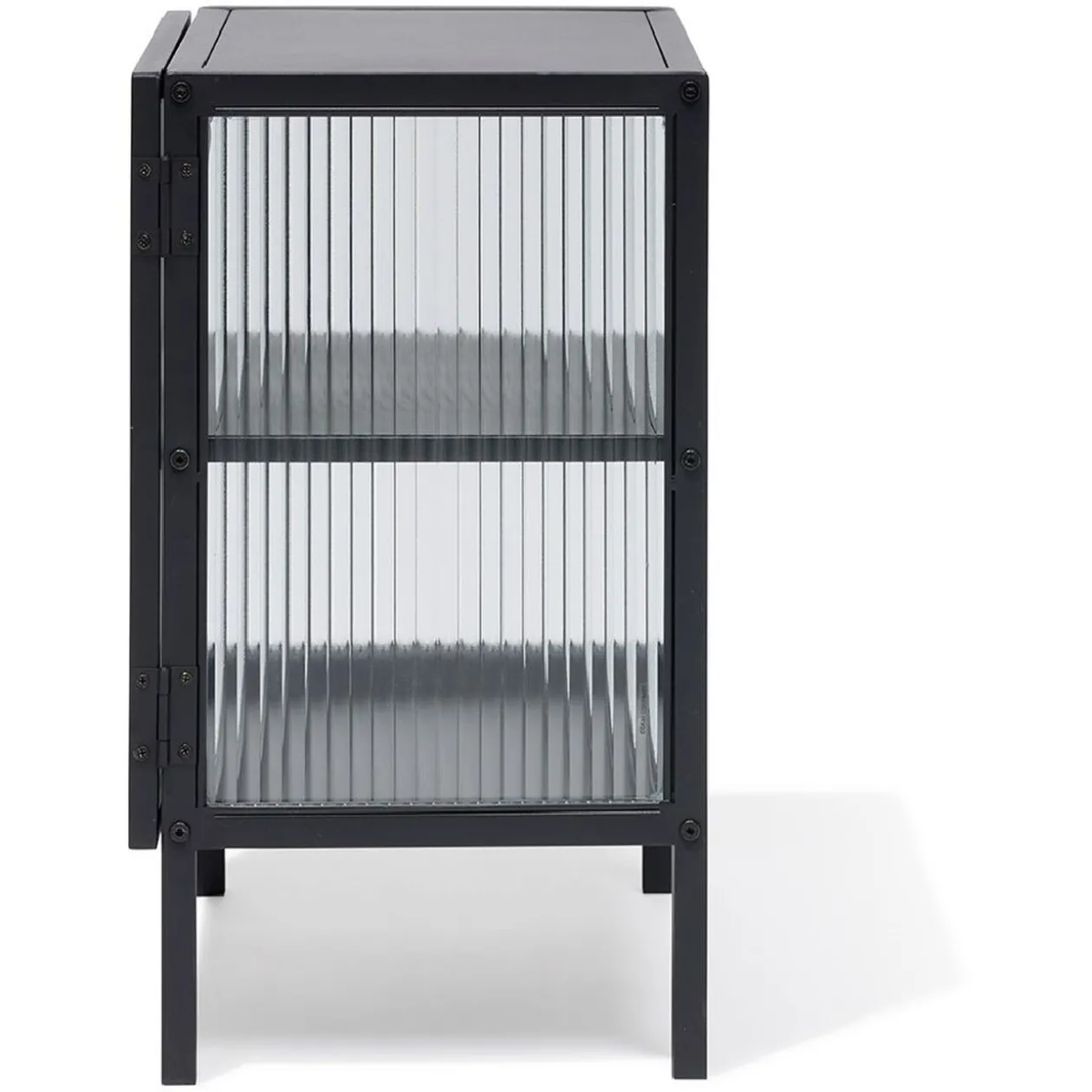 Chevet Arty métal noir et verre trempé - L40xP30xH52 cm