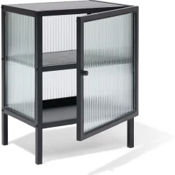 Chevet Arty métal noir et verre trempé - L40xP30xH52 cm