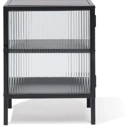 Chevet Arty métal noir et verre trempé - L40xP30xH52 cm