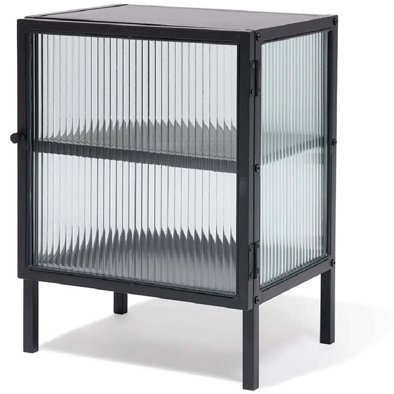 Chevet Arty métal noir et verre trempé - L40xP30xH52 cm