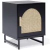 Chevet Fuji noir cannage naturel - L40xP38xH52 cm
