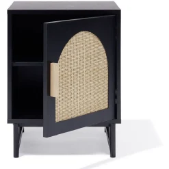 Chevet Fuji noir cannage naturel - L40xP38xH52 cm
