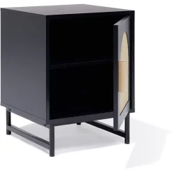Chevet Fuji noir cannage naturel - L40xP38xH52 cm