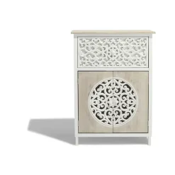 Chevet Java naturel avec 1 porte et 1 tiroir