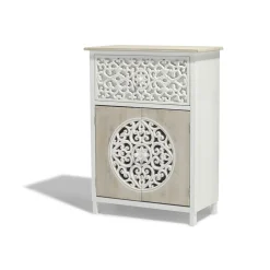 Chevet Java naturel avec 1 porte et 1 tiroir