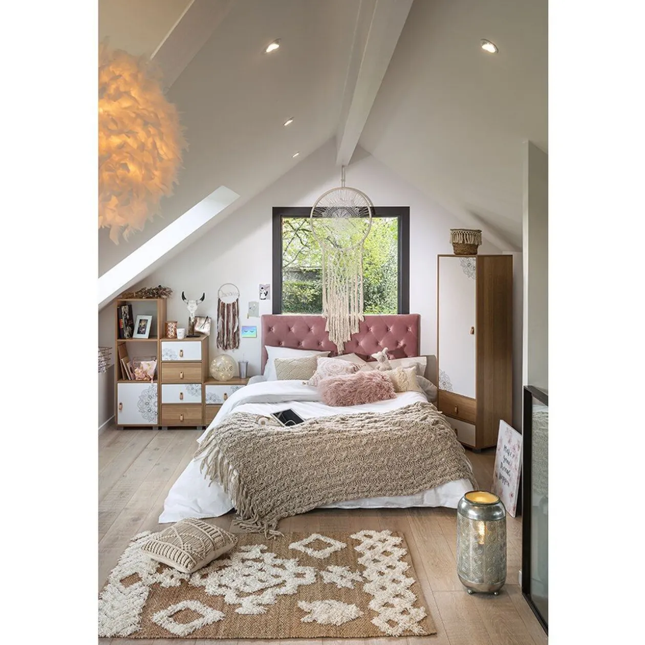 Chevet Magda naturel et blanc