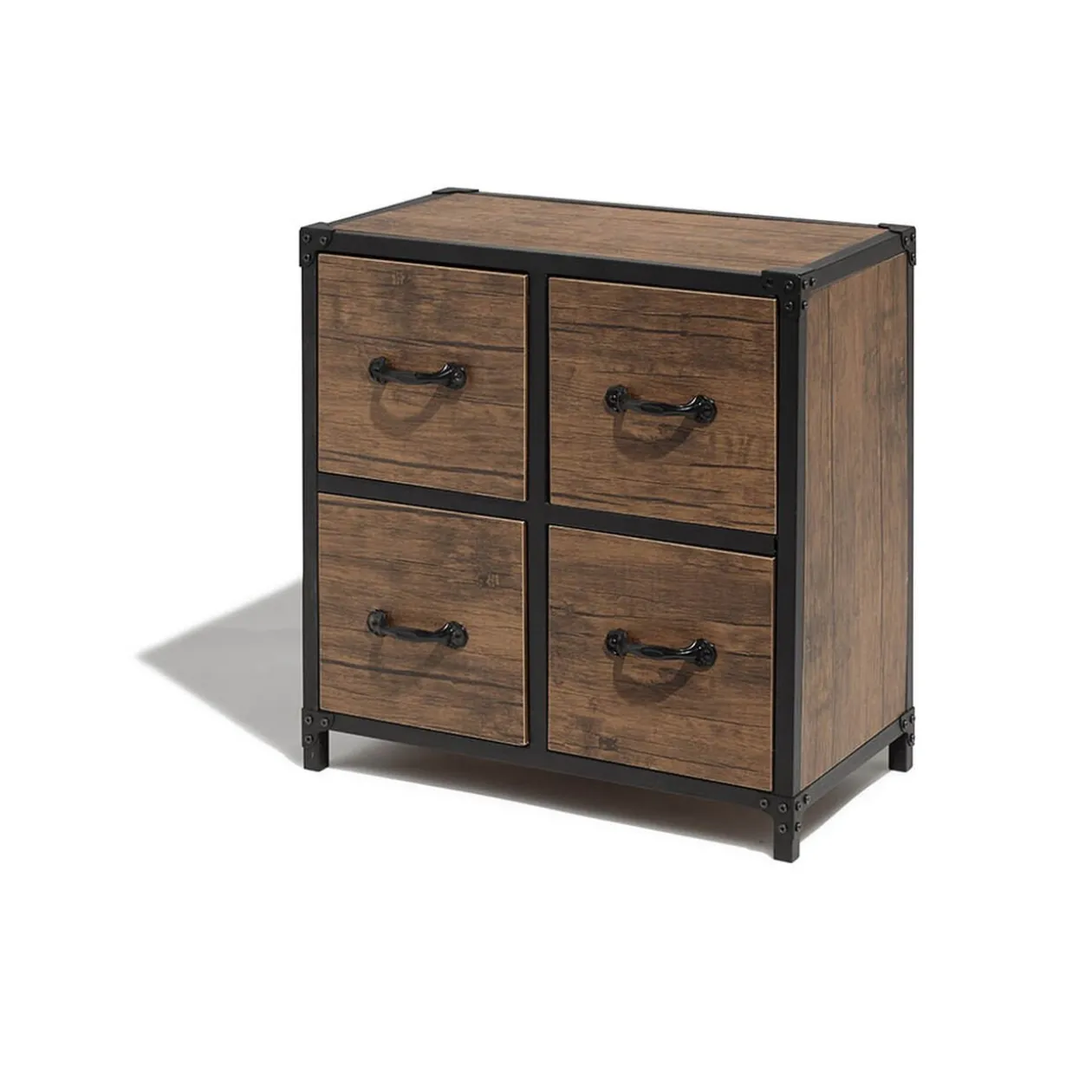 Chiffonnier acajou et noir Chicago 4 tiroirs