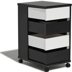 Chiffonnier Andy noir et blanc 4 tiroirs et 2 niches