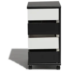 Chiffonnier Andy noir et blanc 4 tiroirs et 2 niches