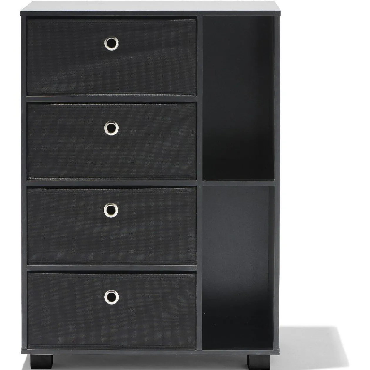 Chiffonnier noir Utah 4 tiroirs et 2 niches