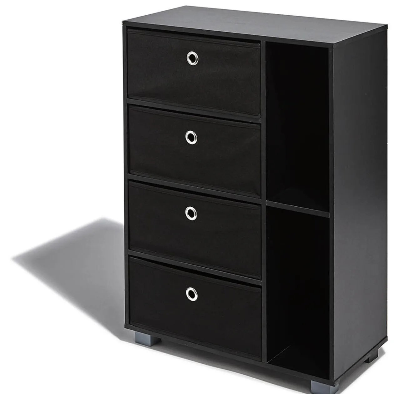 Chiffonnier noir Utah 4 tiroirs et 2 niches