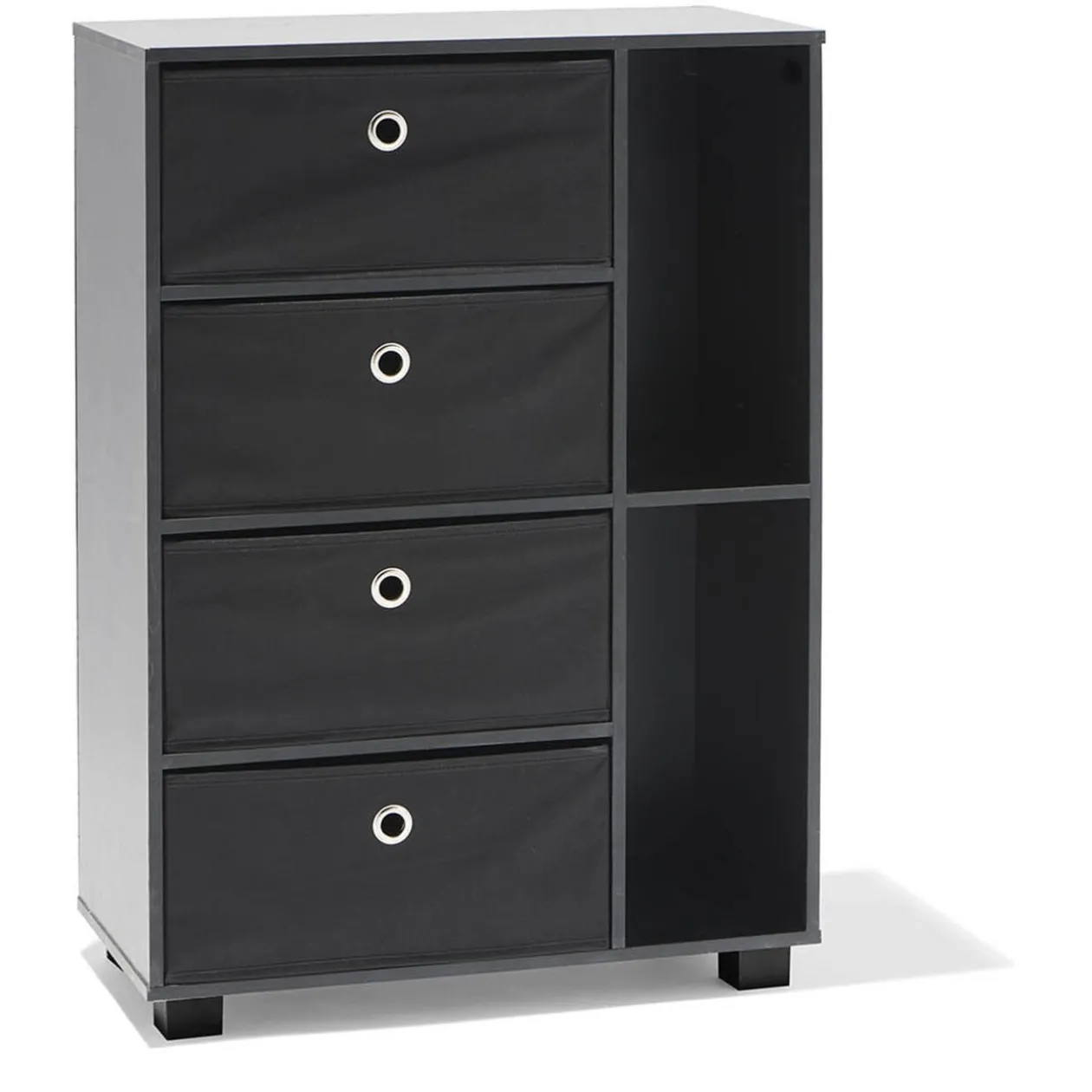 Chiffonnier noir Utah 4 tiroirs et 2 niches