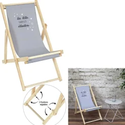 Chilienne enfant bois La tête dans les étoiles gris 49x80xH69cm