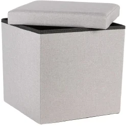 Coffre pouf Clara Gris - L38 x P38 x H37,5 cm