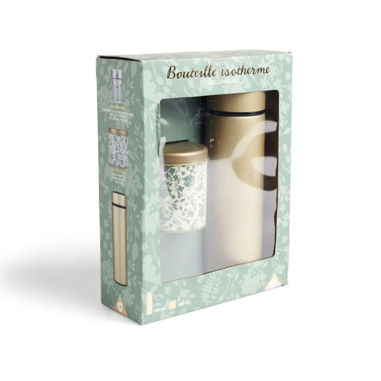 Coffret thé avec bouteille isotherme infuseur et boîte à thé