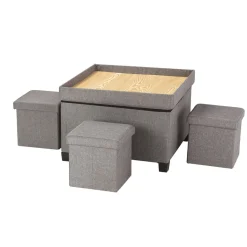 Coffre/Table et 4 poufs de rangement