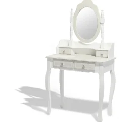 Coiffeuse Hortense blanche 4 tiroirs et 1 miroir