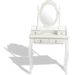 Coiffeuse Hortense blanche 4 tiroirs et 1 miroir