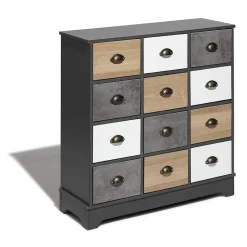 Commode Auckland gris anthracite 12 tiroirs