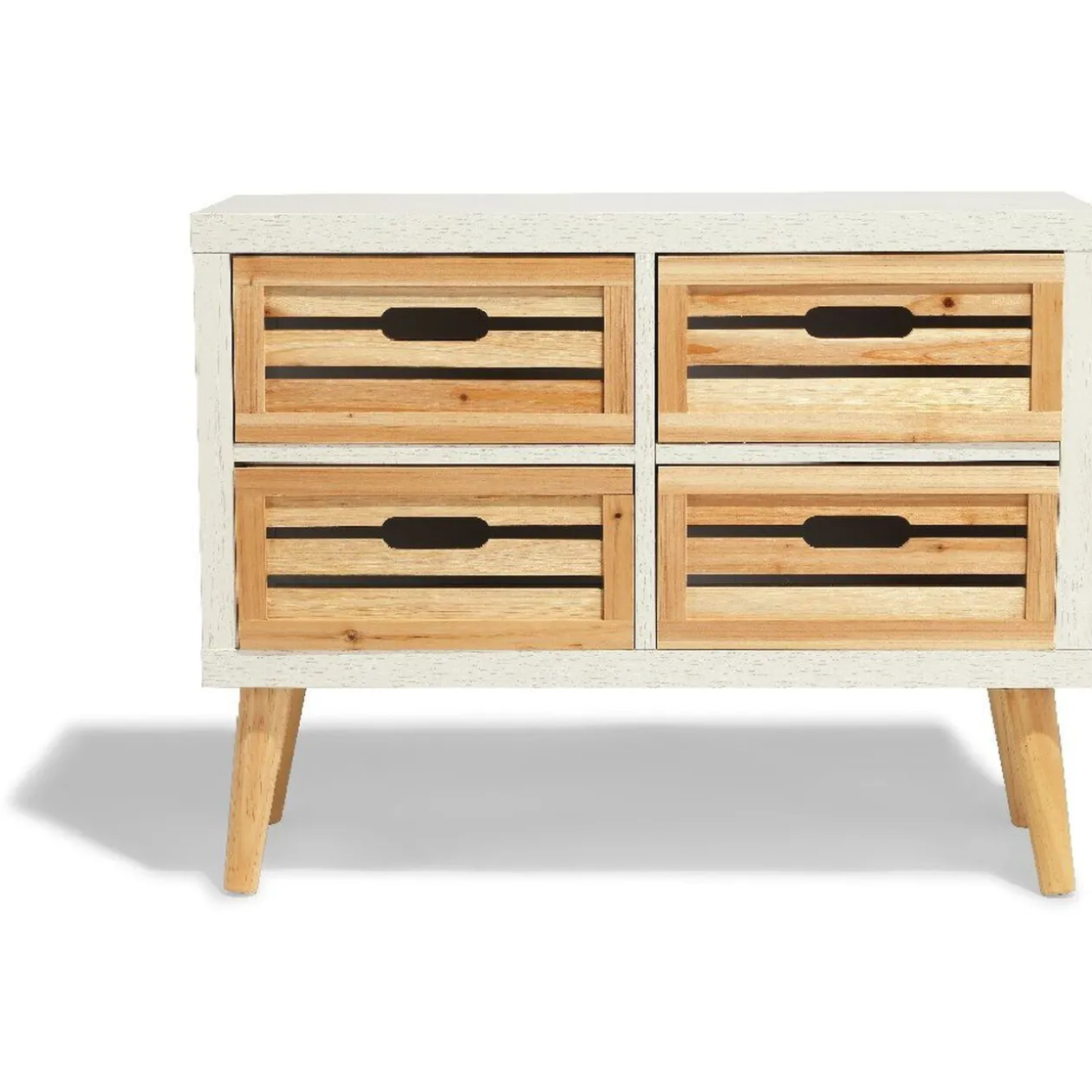 Commode Ferret bois clair et blanche