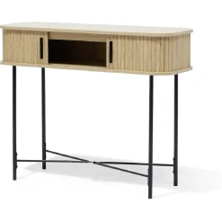 Console Grège bois naturel et noir - L100xP35xH80 cm