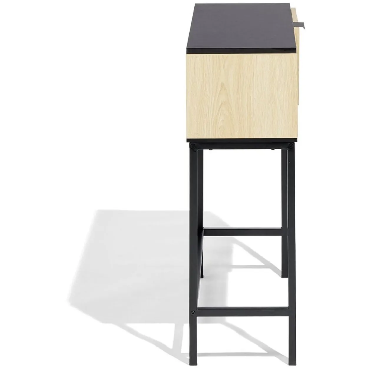 Console Markus bois naturel et acier noir 80x30x80cm