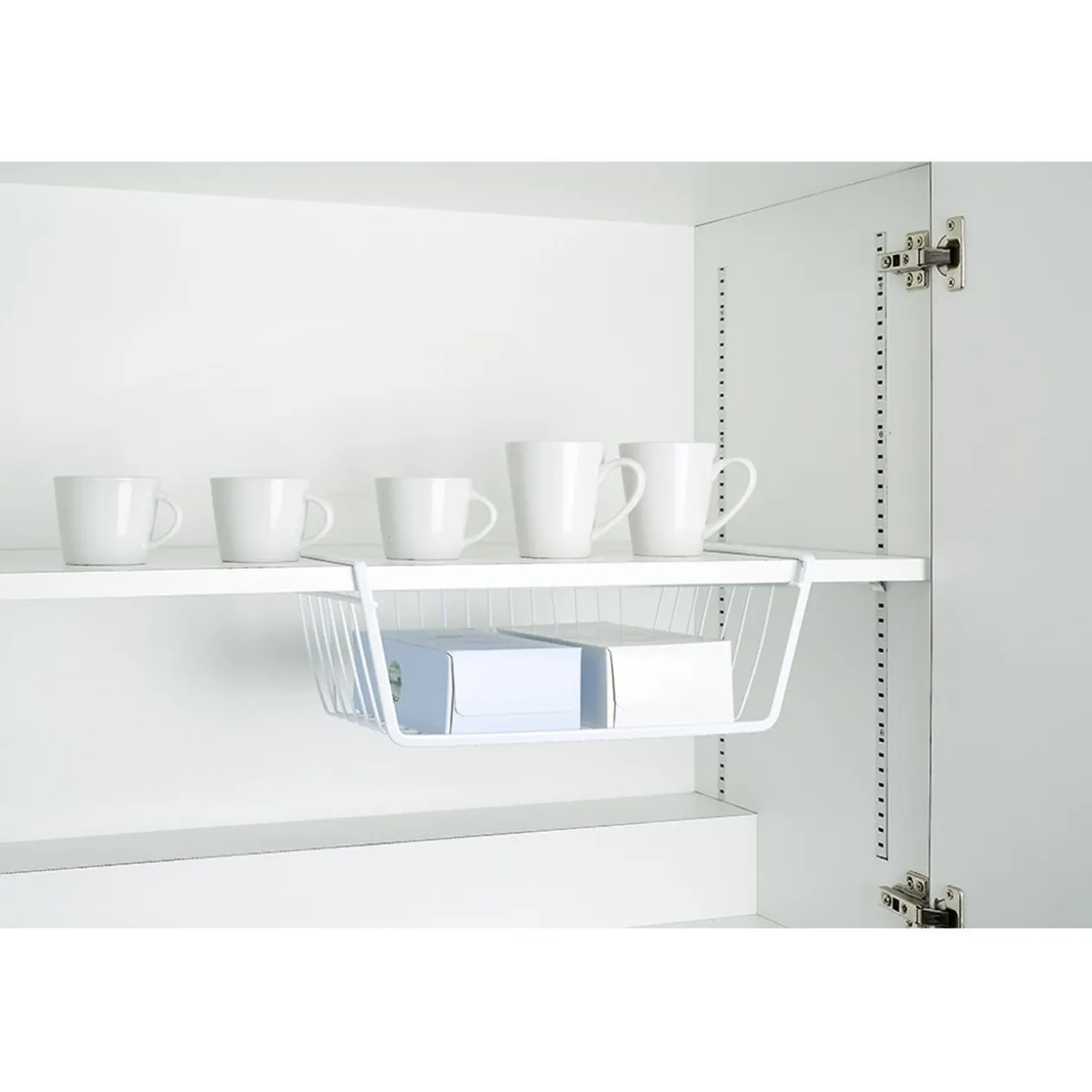 Corbeille à suspendre en métal blanc L.40 cm