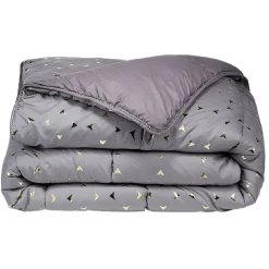 Couette 1 personne tissu gris clair imprimé métallique 140x200 cm