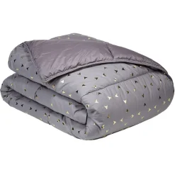 Couette 1 personne tissu gris clair imprimé métallique 140x200 cm